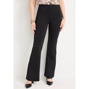 Maurices Everflex Flare Pull On Ponte Pants-Black Sz XL Short Shaping Dress Pant